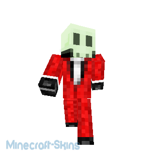 Squelette en costume rouge